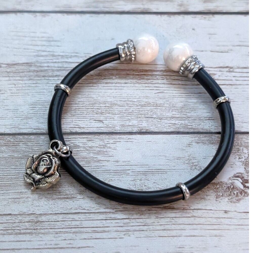 Vintage Bracelet - Unusual Double Sided Charm Rose and ??